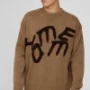 boohooMAN Oversized Fluffy Graphic Homme Knitted Jumper | Knitwear | Going Out Knitwear