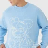 boohooMAN Oversized Fluffy Teddy Jumper in Blue | Knitwear | Going Out Knitwear