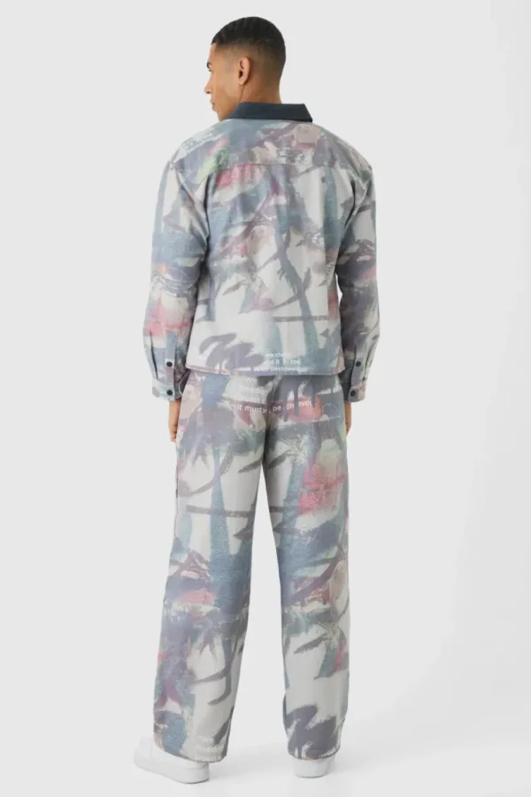 boohoo Oversized Graffiti Double Pocket Twill Set | Sets & Coords