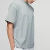 boohooMAN Oversized Heavy Extended Jacquard Neck T-shirt | Basics - Elevated