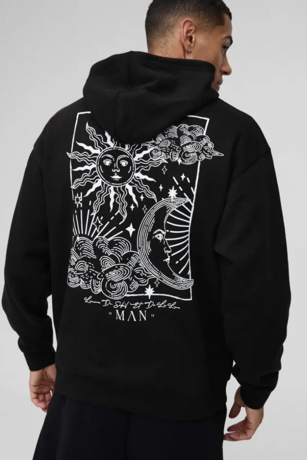 boohooMAN Oversized Heavyweight Line Drawing Print Hoodie | Hoodies & Sweats