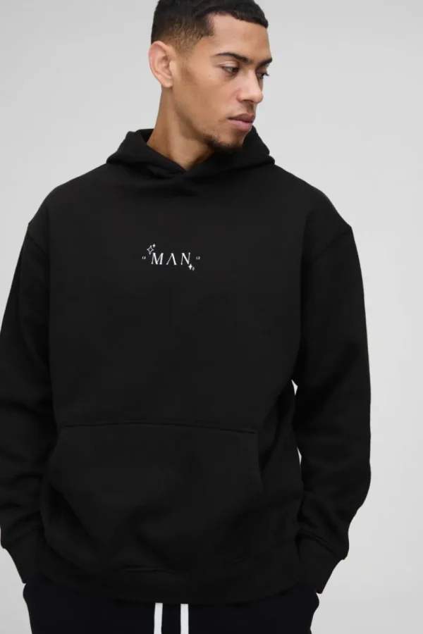 boohooMAN Oversized Heavyweight Line Drawing Print Hoodie | Hoodies & Sweats