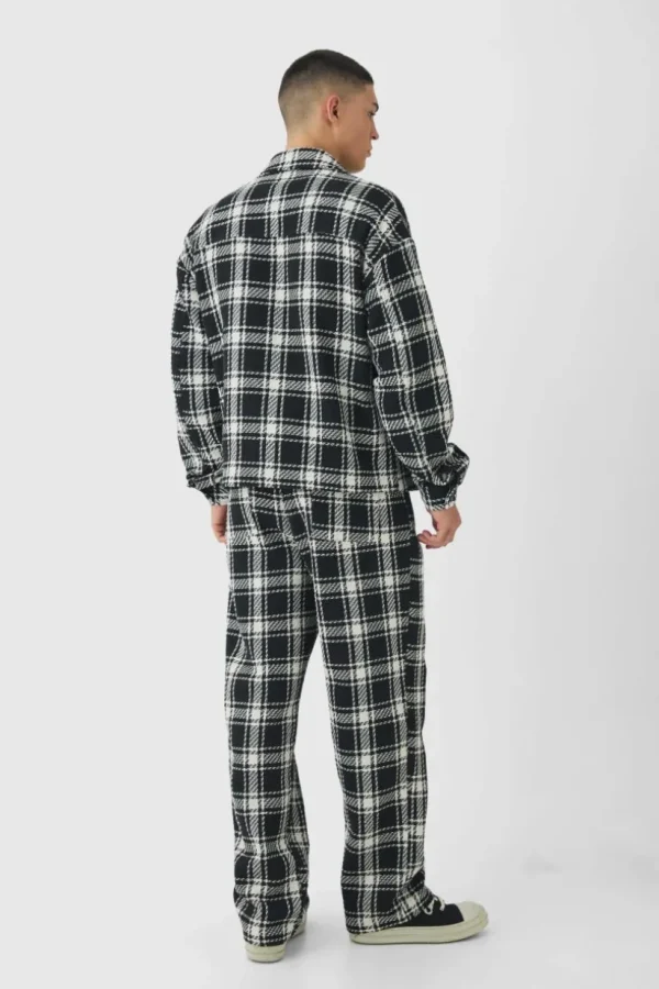 boohoo Oversized Heavyweight Textured Check Set | Sets & Coords