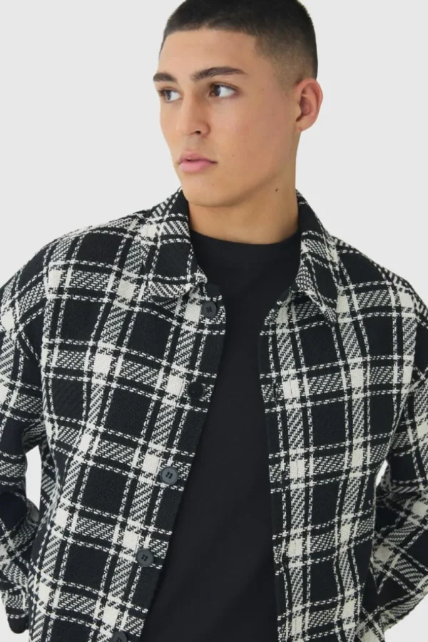 boohoo Oversized Heavyweight Textured Check Set | Sets & Coords