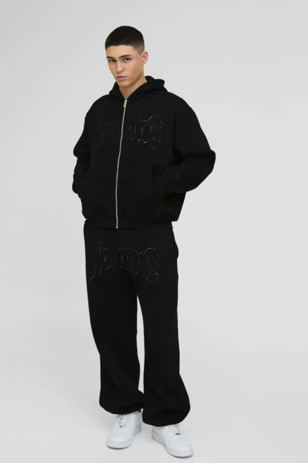 boohooMAN Oversized Homme Applique Tracksuit | Tracksuits