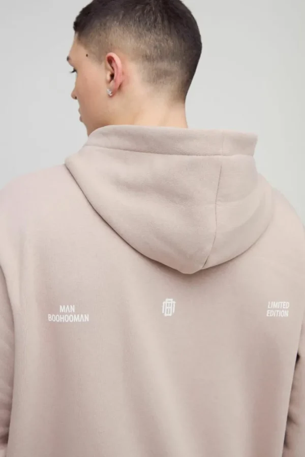 boohooMAN Oversized Homme Twill Applique Zip Through Hoodie | Hoodies & Sweats