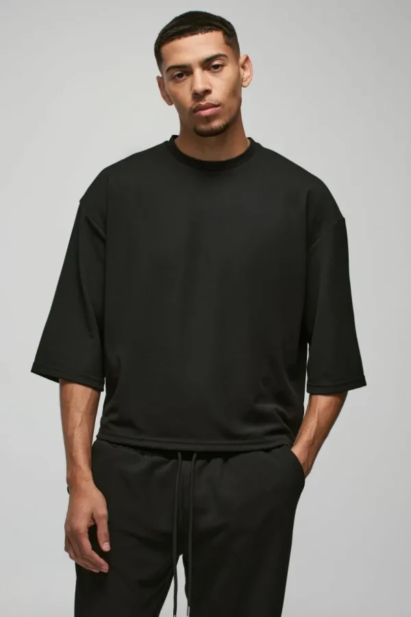 boohooMAN Oversized Jersey Twill Boxy Half Sleeve T-shirt and Jogger set | Tracksuits