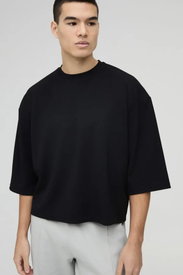 boohooMAN Oversized Jersey Twill Extra Boxy Half Sleeve T-shirt | Basics - Elevated