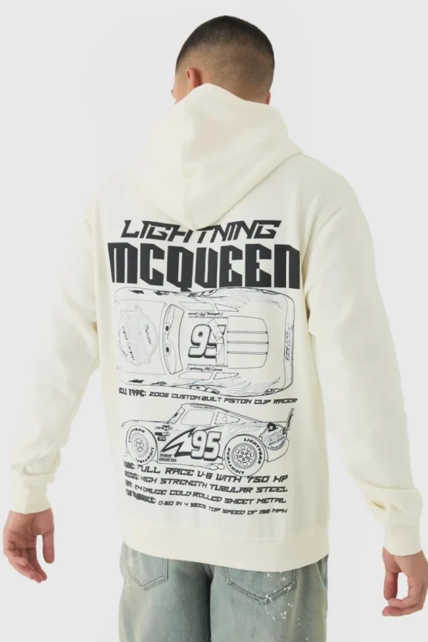 boohooMAN Oversized Lightning McQueen Pixar Cars License Print Hoodie | Hoodies & Sweats