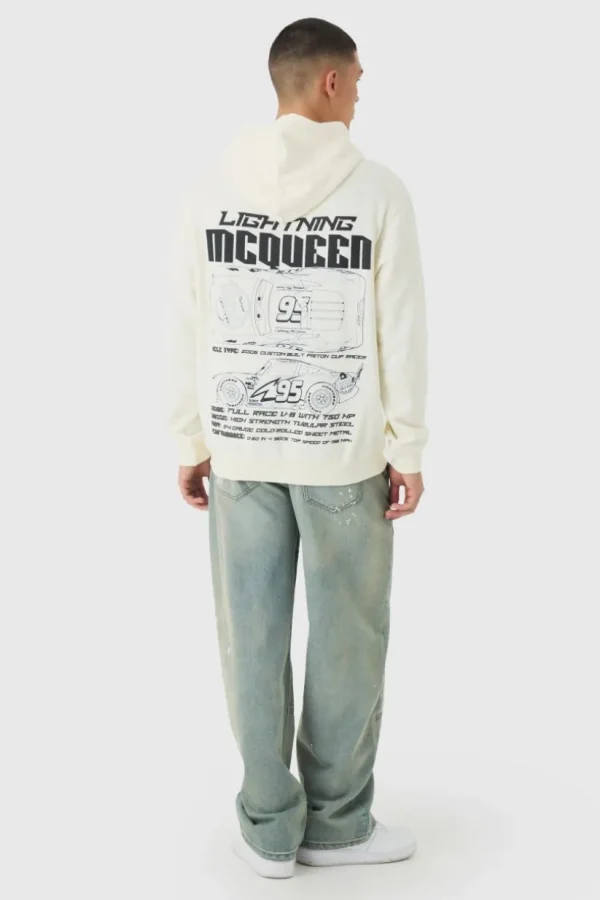 boohooMAN Oversized Lightning McQueen Pixar Cars License Print Hoodie | Hoodies & Sweats