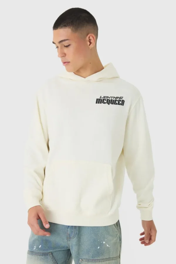 boohooMAN Oversized Lightning McQueen Pixar Cars License Print Hoodie | Hoodies & Sweats