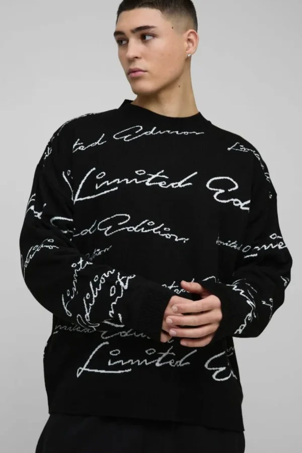 boohooMAN Oversized Limited Edition Knitted Jumper | Knitwear | Going Out Knitwear