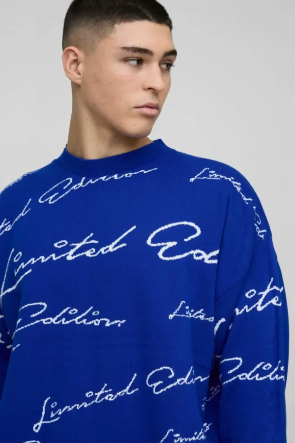 boohooMAN Oversized Limited Edition Knitted Jumper | Knitwear | Going Out Knitwear