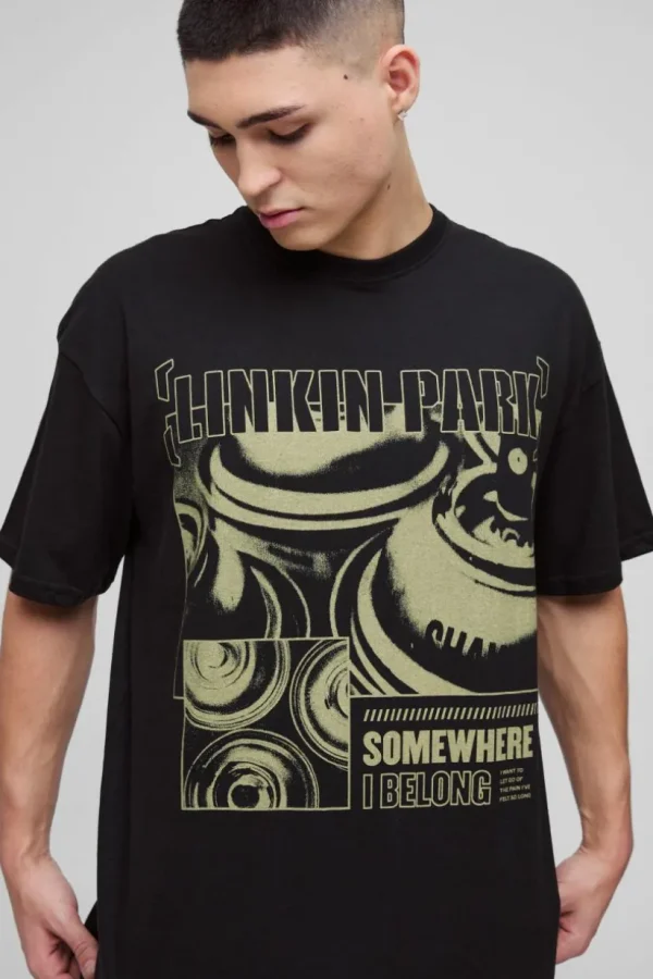 boohooMAN Oversized Linkin Park Band License T-Shirt | T-Shirts