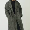 boohooMAN Oversized Longline Herringbone Overcoat In | Man | Coats & Jackets