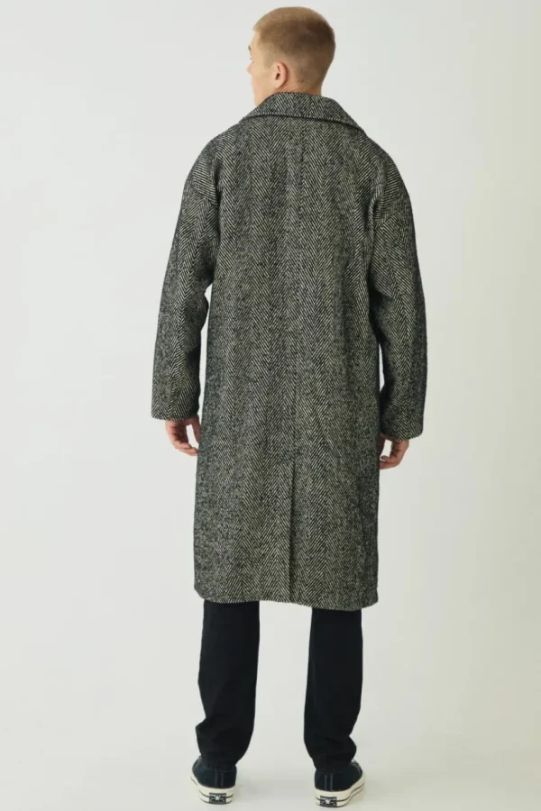 boohooMAN Oversized Longline Herringbone Overcoat In | Man | Coats & Jackets