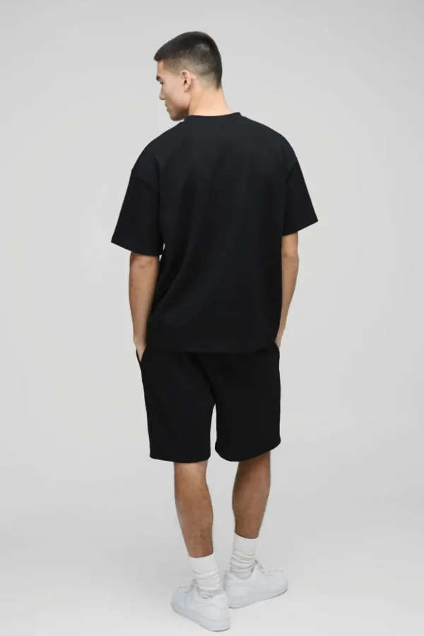 boohooMAN Oversized Man Embroidered Waffle T-Shirt | T-Shirts