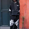 boohooMAN Oversized Man Graffiti Rope Drawcord Hooded Tracksuit | Tracksuits