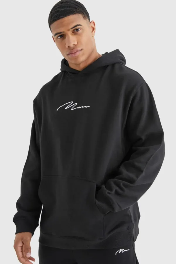 boohooMAN Oversized Man Signature Over The Head Hoodie | Hoodies & Sweats