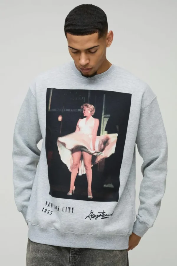 boohooMAN Oversized Marilyn License Print Sweatshirt | Hoodies & Sweats | T-Shirts