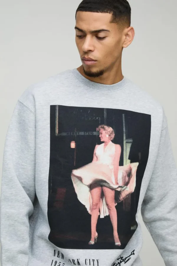 boohooMAN Oversized Marilyn License Print Sweatshirt | Hoodies & Sweats | T-Shirts