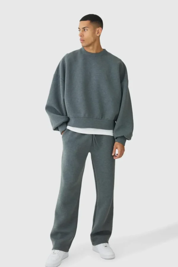 boohooMAN Oversized Marl Scuba Sweatshirt | Hoodies & Sweats