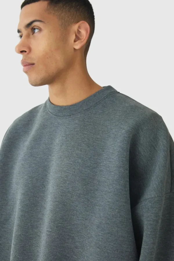 boohooMAN Oversized Marl Scuba Sweatshirt | Hoodies & Sweats