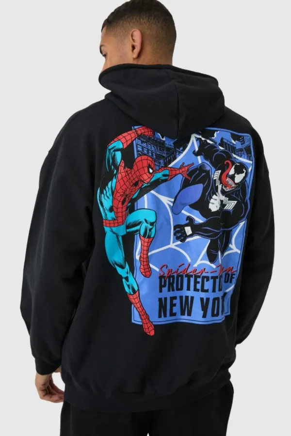 boohooMAN Oversized Marvel Spiderman Venom License Print Hoodie | Hoodies & Sweats