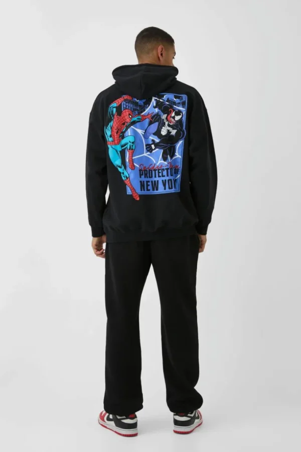 boohooMAN Oversized Marvel Spiderman Venom License Print Hoodie | Hoodies & Sweats