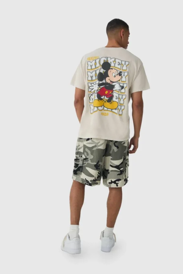 boohooMAN Oversized Mickey Mouse Disney Wash License Back Print T-shirt | T-Shirts