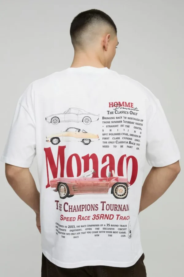 boohooMAN Oversized Monaco Car Graphic T-Shirt | T-Shirts
