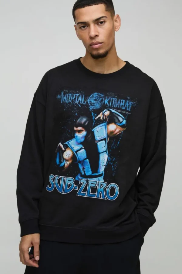 boohooMAN Oversized Mortal Kombat Sub Zero License Print Sweatshirt | Hoodies & Sweats