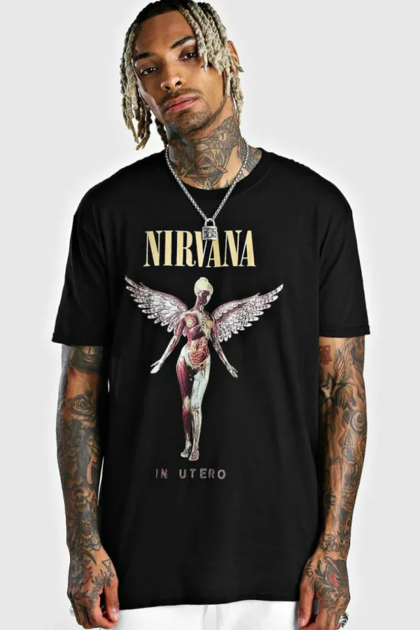 boohooMAN Oversized Nirvana License T-Shirt | T-Shirts