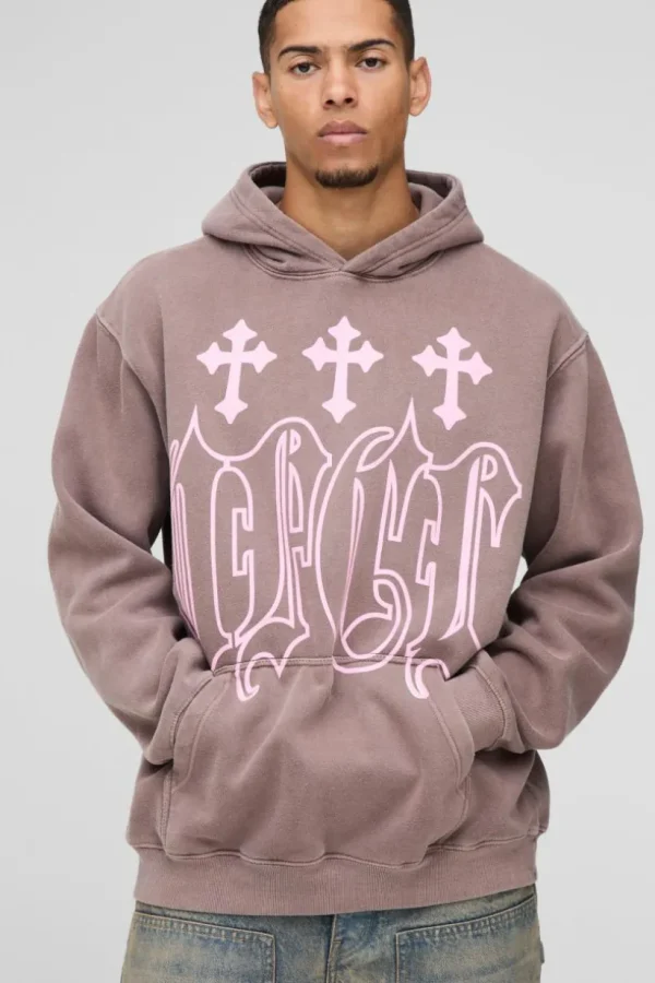 boohooMAN Oversized OFCL Cross Graphic Hoodie | Hoodies & Sweats