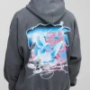 boohooMAN Oversized OFCL Graffiti Bird Graphic Washed Hoodie | Hoodies & Sweats