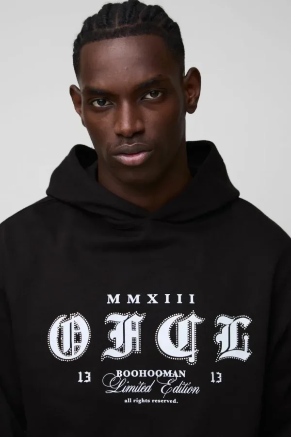 boohooMAN Oversized OFCL Rhinestone Hoodie | Hoodies & Sweats