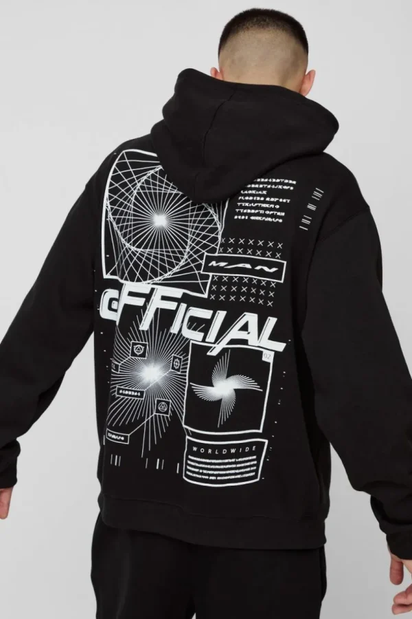 boohooMAN Oversized Official Abstract Graphic Hoodie | Hoodies & Sweats