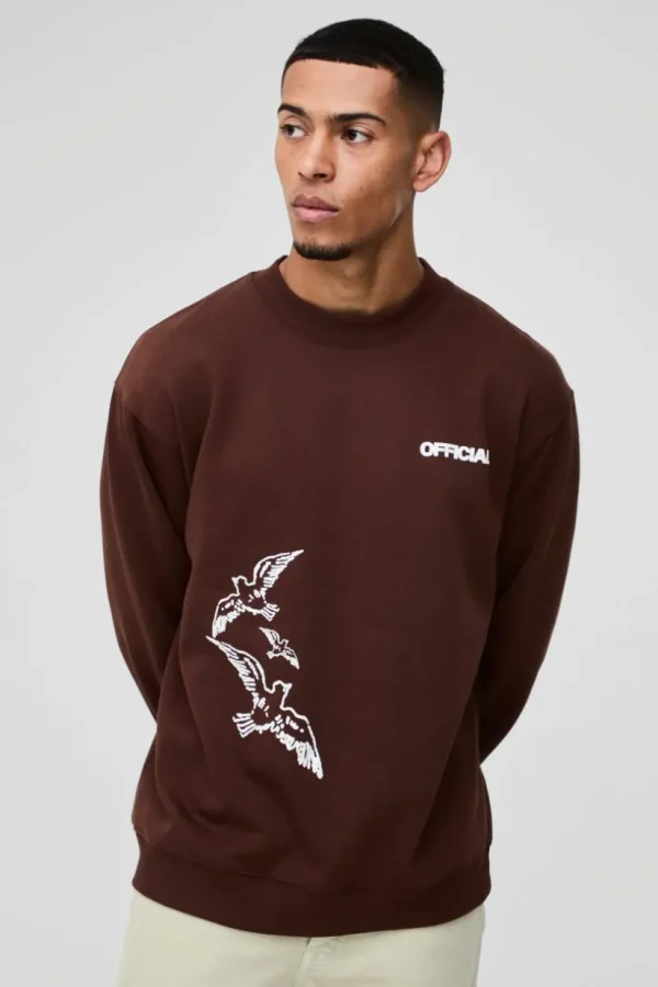 boohooMAN Oversized Official Bird Graphic Sweatshirt | Hoodies & Sweats