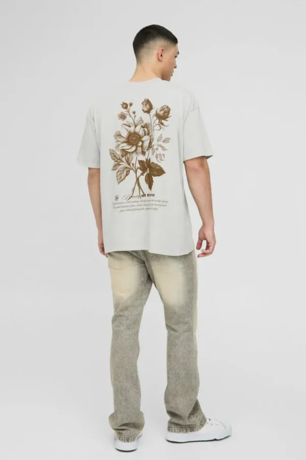 boohooMAN Oversized Official Floral Print Washed T-Shirt | T-Shirts