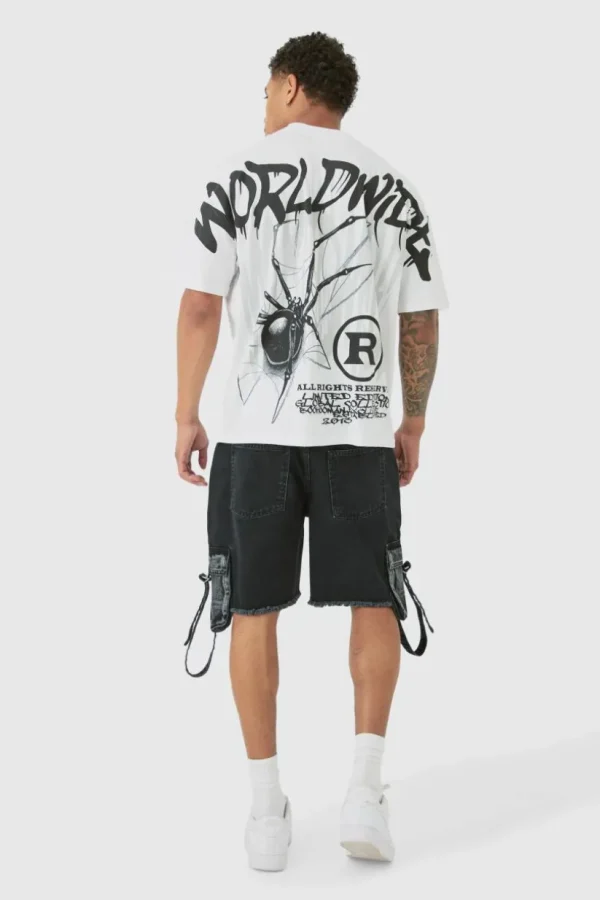 boohooMAN Oversized Over Seam Spider Back Print T-shirt | T-Shirts