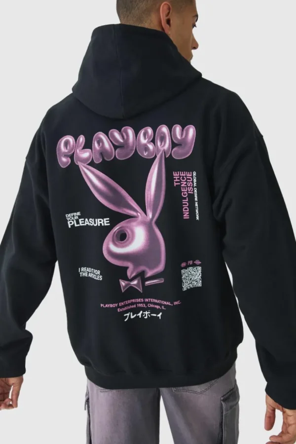 boohooMAN Oversized Playboy Varsity License Print Hoodie | Hoodies & Sweats