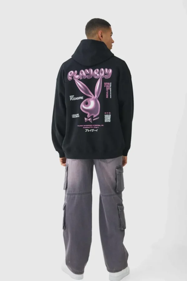 boohooMAN Oversized Playboy Varsity License Print Hoodie | Hoodies & Sweats