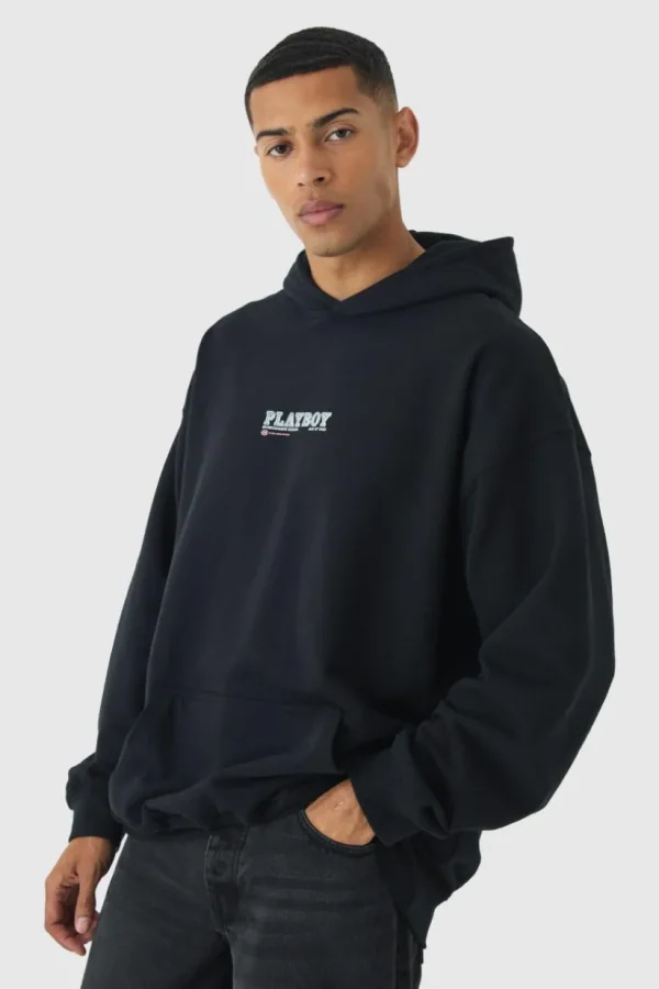 boohooMAN Oversized Playboy Varsity License Print Hoodie | Hoodies & Sweats