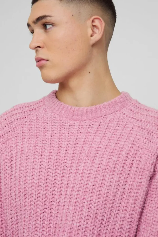 boohooMAN Oversized Raglan Detail Boucle Knit Jumper | Knitwear | Going Out Knitwear