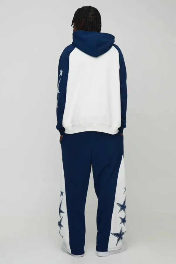 boohooMAN Oversized Raglan Homme Star Gusset Zip Through Hooded Tracksuit | Tracksuits