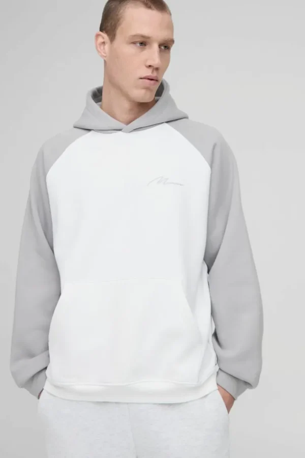 boohooMAN Oversized Raglan MAN Signature Hoodie | Hoodies & Sweats