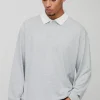 boohooMAN Oversized Rugby Long Sleeve Polo | Going Out Polo Shirts | Shirts