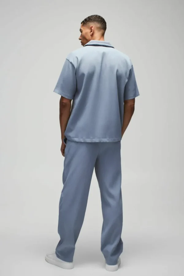 boohooMAN Oversized Short Sleeve Pleated Shirt & Straight Trouser Set | Sets & Coords