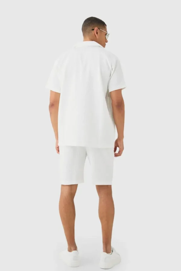 boohooMAN Oversized Short Sleeve Pleated Shirt And Short | Going Out | Shorts