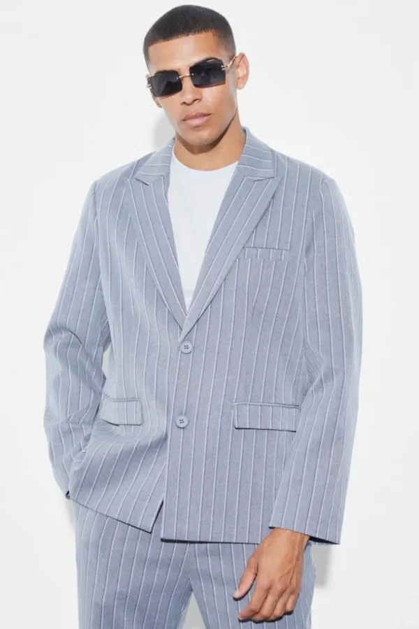 boohooMAN Oversized Single Breasted Stripe Suit Jacket | Suits & Tailoring | Suits & Tailoring